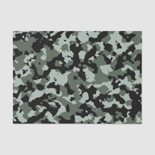 Papier Mousseline Motif vert militaire de camouflage (Recto)