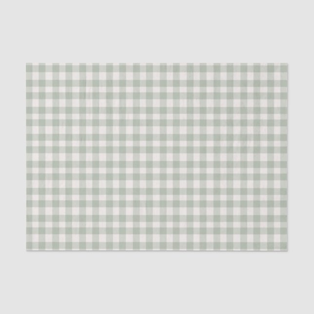 Papier Mousseline Motif vert pastel en vichy (Recto)