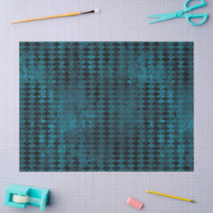 Papier Mousseline Motif vertical vintage Blue & Black Harlequin