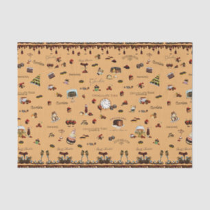 Papier Mousseline Motif vintage au chocolat