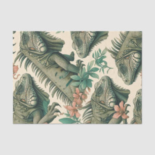 Papier Mousseline Motif vintage Iguana