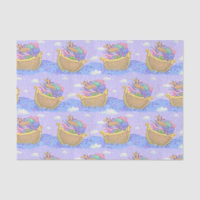Papier Mousseline Motif violet des animaux de Noé (Recto)