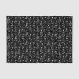 Papier Mousseline Motif violon - noir et blanc