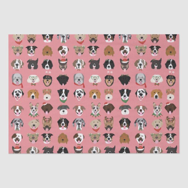 Papier Mousseline Motif visage chien de Noël (Recto)