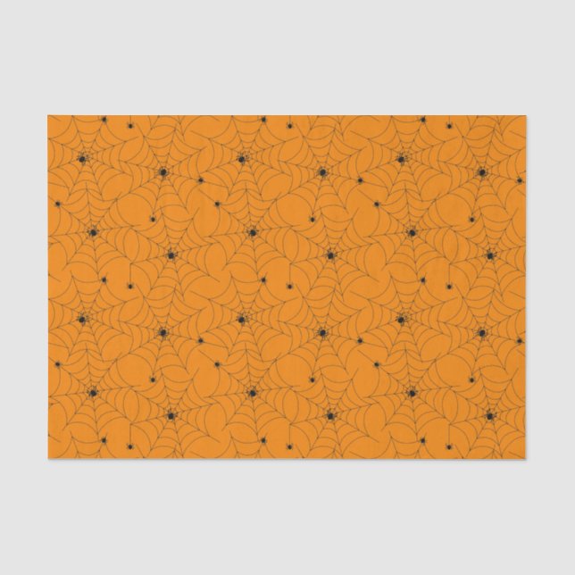 Papier Mousseline Motif Web Spider Sur Papier Tissu Orange (Recto)