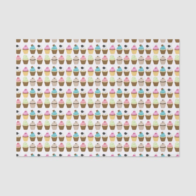 Papier Mousseline Motif Whimsical Cupcakes (Recto)