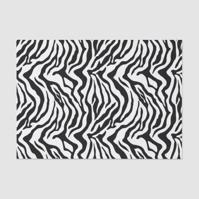 Papier Mousseline Motif zèbre animal noir blanc classique  (Recto)