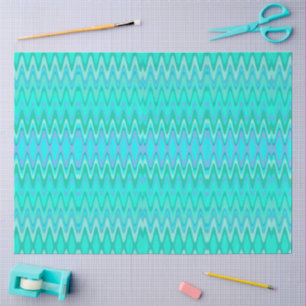 Papier Mousseline Motif zigzag moderne - vagues en turquoise