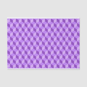 PAPIER MOUSSELINE MOTIFS DE CUBE GÉOMÉTRIQUE PURPLE CLAIR