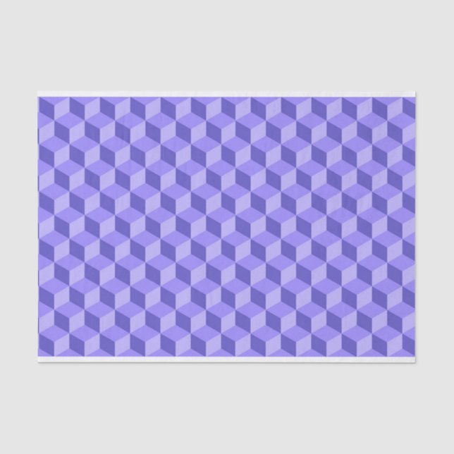 PAPIER MOUSSELINE MOTIFS DE CUBE GÉOMÉTRIQUE PURPLE CLAIR (Recto)