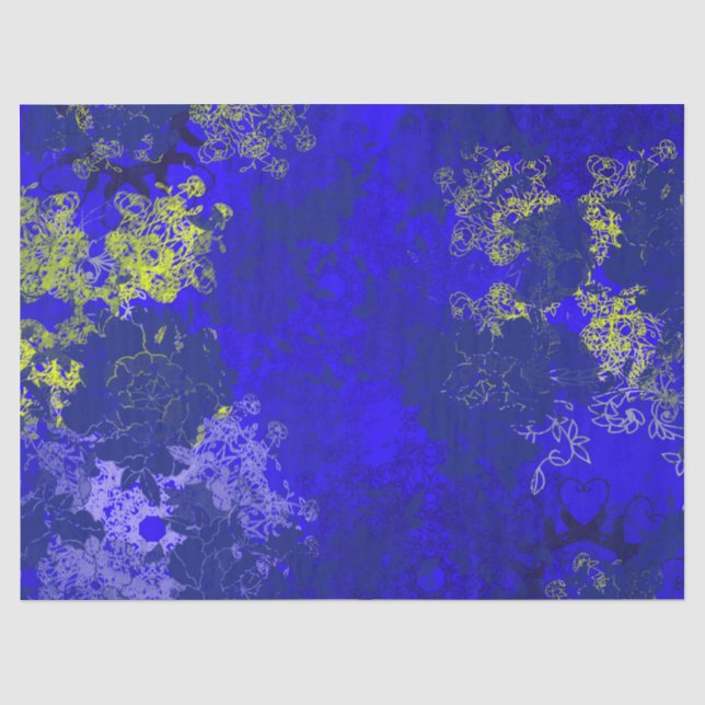 Papier Mousseline Motifs floraux bleus japonais (Recto)