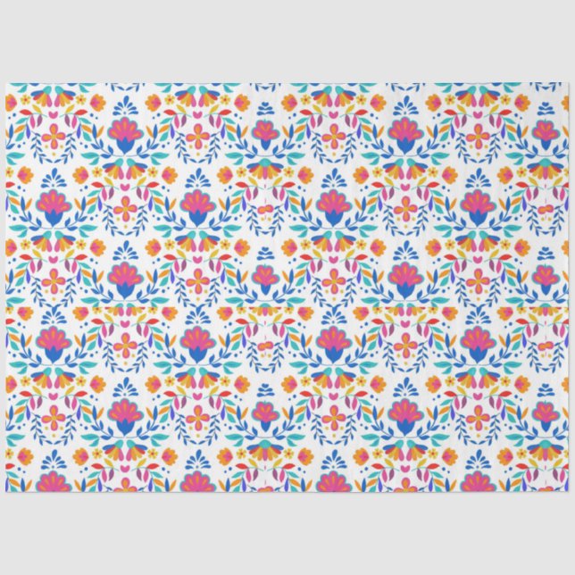 Papier Mousseline motifs floraux de l'art populaire mexicain (Recto)