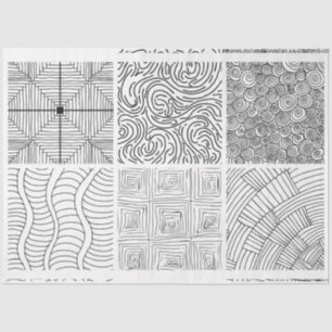 Papier Mousseline Motifs noirs blancs dessinés à la main pour les ar