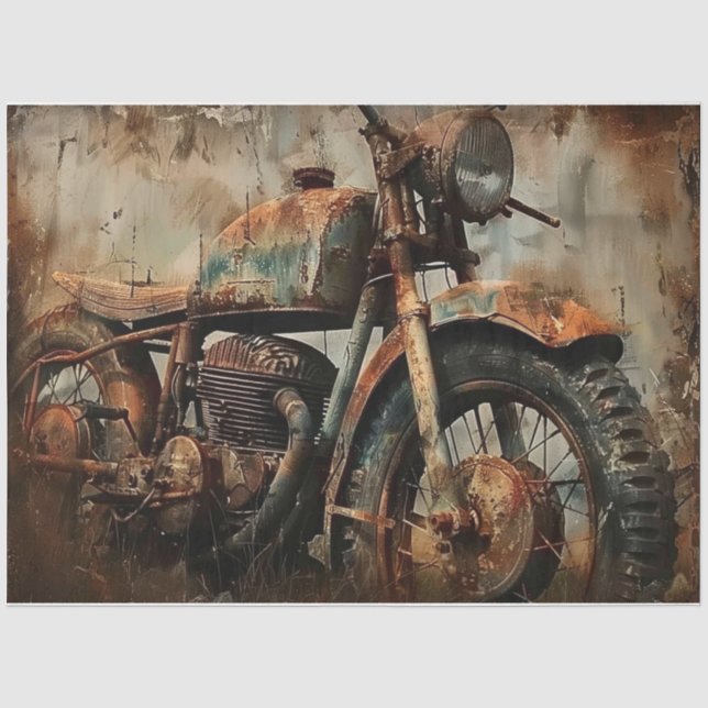 Papier Mousseline Moto métal et rouille (Recto)