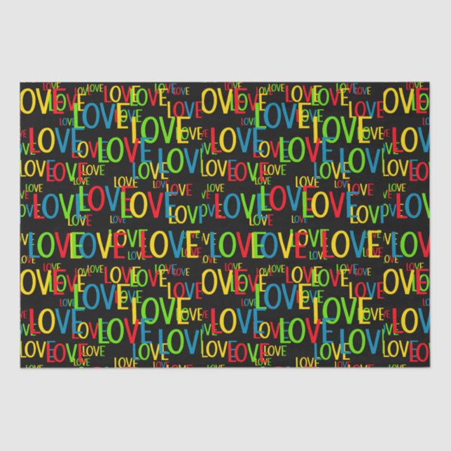 Papier Mousseline Mots Colorés D'Amour (Recto)