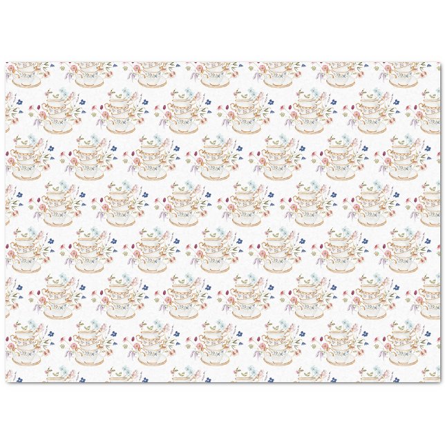 Papier Mousseline Mouchoir en Papier de Tasse à Thé (Wildflower White Tea Cup Party Tissue Paper by Painted Paperie
)