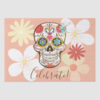 Papier Mousseline Mouette molle à crâne sucrier Rose hippy Floral
