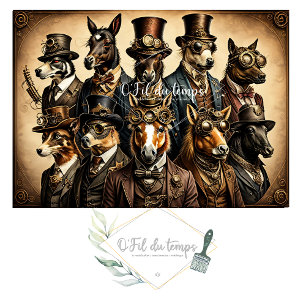Papier Mousseline Mousseline Dog Family Steampunk Hat Tissue paper