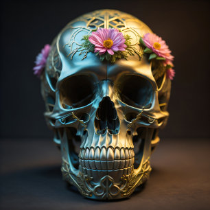 Papier Mousseline Mousseline Floral skull v3 Steampunk tissue paper
