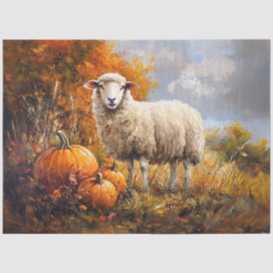Papier Mousseline Mouton dans le champ d'automne avec découpage Citr