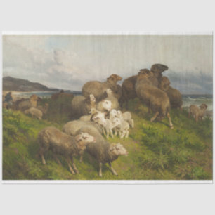 Papier Mousseline Moutons dans un pré (par August Friedrich Schenck)