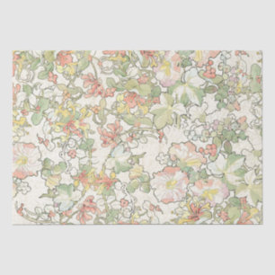 Papier Mousseline Mucha Art Nouveau Hollyhock Floral Tissue Paper