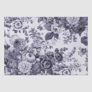Papier Mousseline Mûre Toile floral vintage pourpre bleu No.3