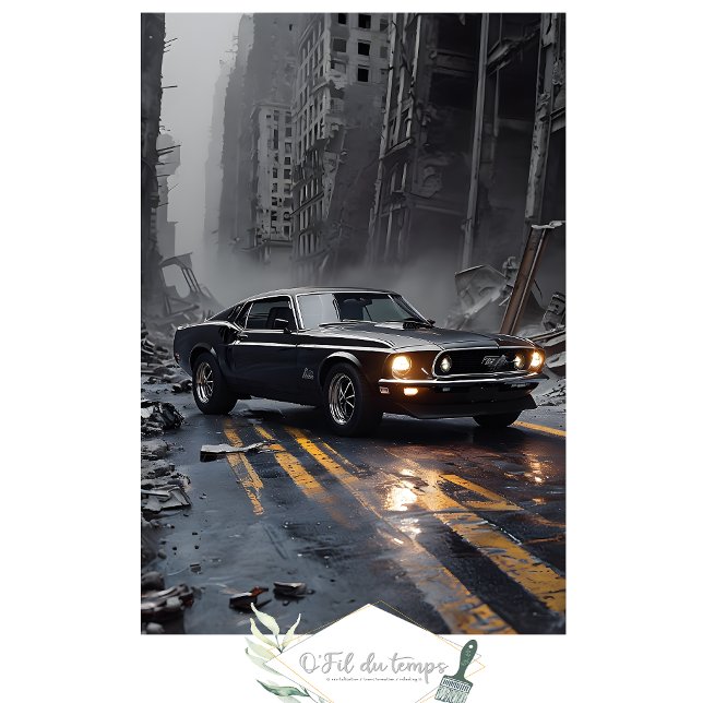 Papier Mousseline Muscle Car Ville post-apocalyptique paysage Découp (Créateur téléchargé)