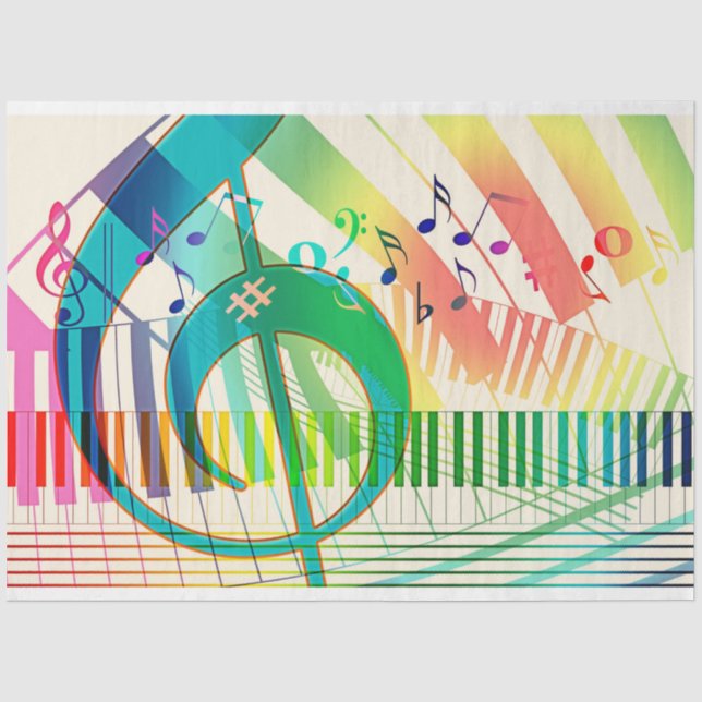 Papier Mousseline Musique Clavier Clavier Clé Déplacement Papier Tis (Recto)