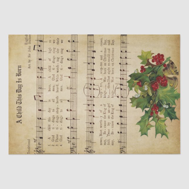 Papier Mousseline Musique de Noël (Recto)