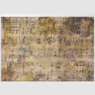 Papier Mousseline Musique Floral Grunge Decoupage Tissu Botanique