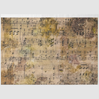 Papier Mousseline Musique Floral Grunge Decoupage Tissu Botanique