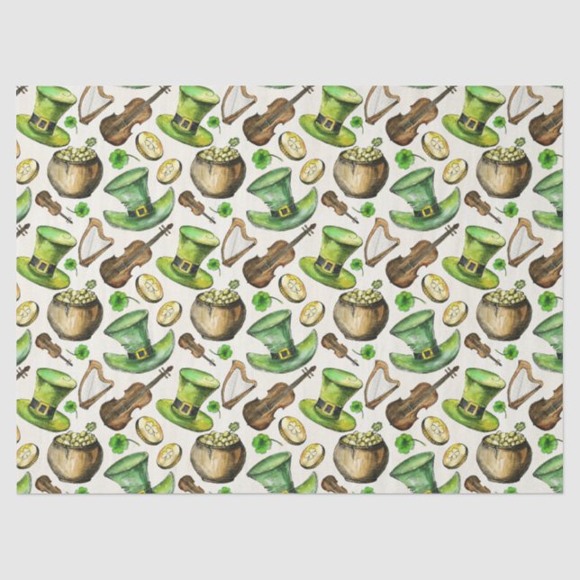 Papier Mousseline Musique irlandaise pour la Saint Patrick's Day (Recto)