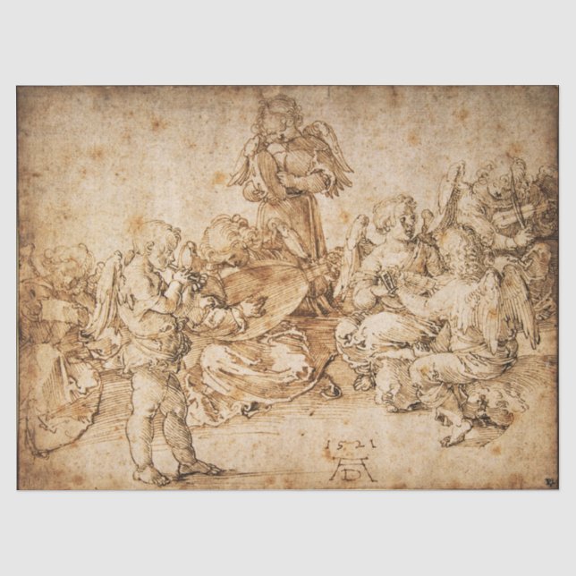 Papier Mousseline Musique Making Angels par Albrecht Durer (Recto)