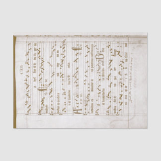 Papier Mousseline Musique Renaissance avec note manuscrite en bas 