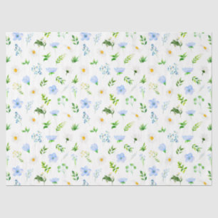 Papier Mousseline Myosotis et pâquerettes avec motif de feuillage