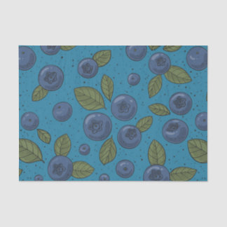 Papier Mousseline Myrtilles sur bleu