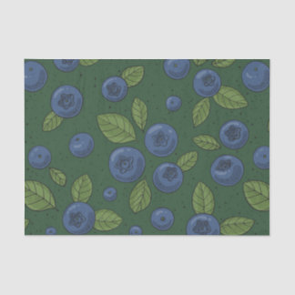 Papier Mousseline Myrtilles sur fond vert foncé