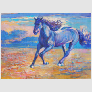 Papier Mousseline Mystic Horse Galloping in a Blue Field