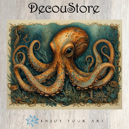 Papier Mousseline Mystic Octopus Vintage Nautical Fantasy Decoupage