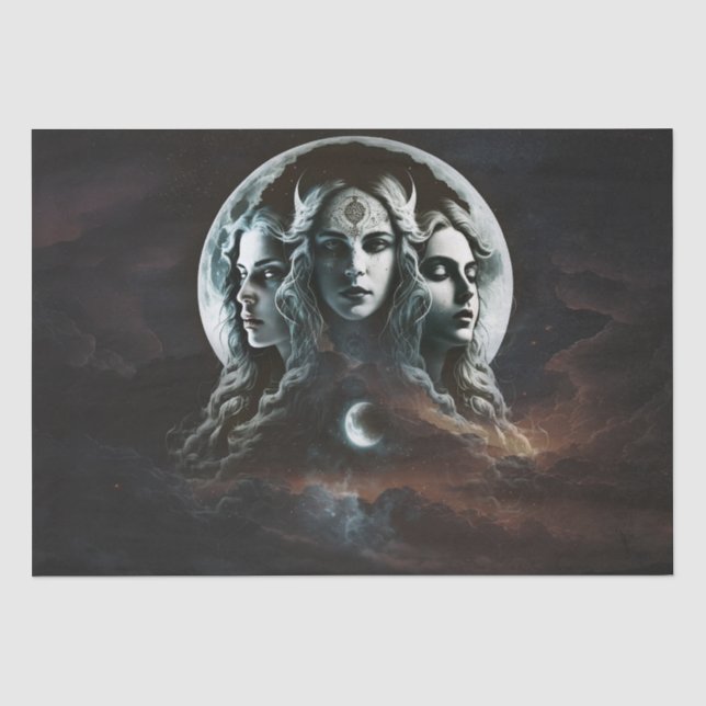 Papier Mousseline Mystic Triple Goddess Twist Decoupage Tissu Paper (Recto)