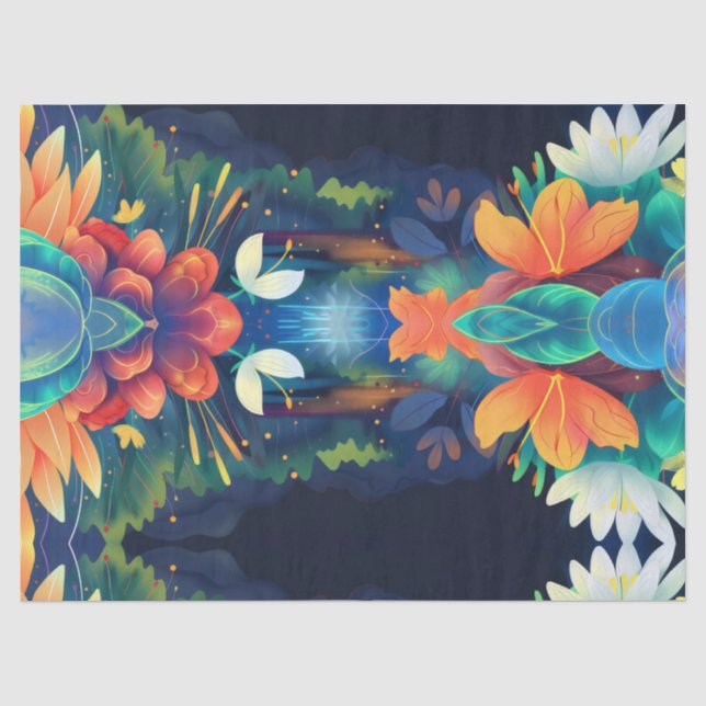 Papier Mousseline mystique paysage magique fleurs (Recto)