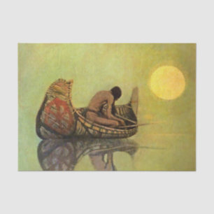 Papier Mousseline N C Wyeth Western Peinture "Le Pêcheur silencieux"