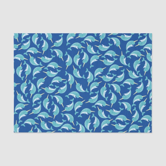 Papier Mousseline Narwhals Ocean Cute 1er Anniversaire Thème de fête (Recto)