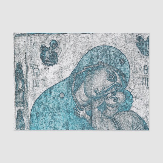 Papier Mousseline Nativité Bienheureuse Vierge Marie Bébé Jésus Tiss (Recto)