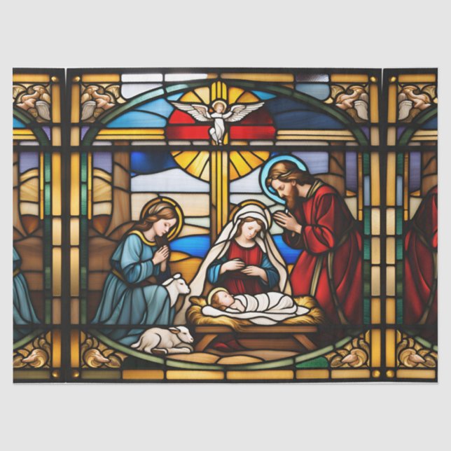 Papier Mousseline Nativité Faux Vitrail pour Découpage Ti d'artisana (Recto)