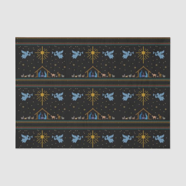 Papier Mousseline Nativité Knit Vilain Chéri de Noël Chrétien (Recto)