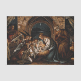 Papier Mousseline Nativité Naissance de Jésus Christ Anges Mère Mari