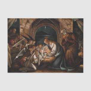 Papier Mousseline Nativité Naissance de Jésus Christ Anges Mère Mari