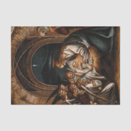 Papier Mousseline Nativité Naissance de Jésus Christ Anges Mère Mari